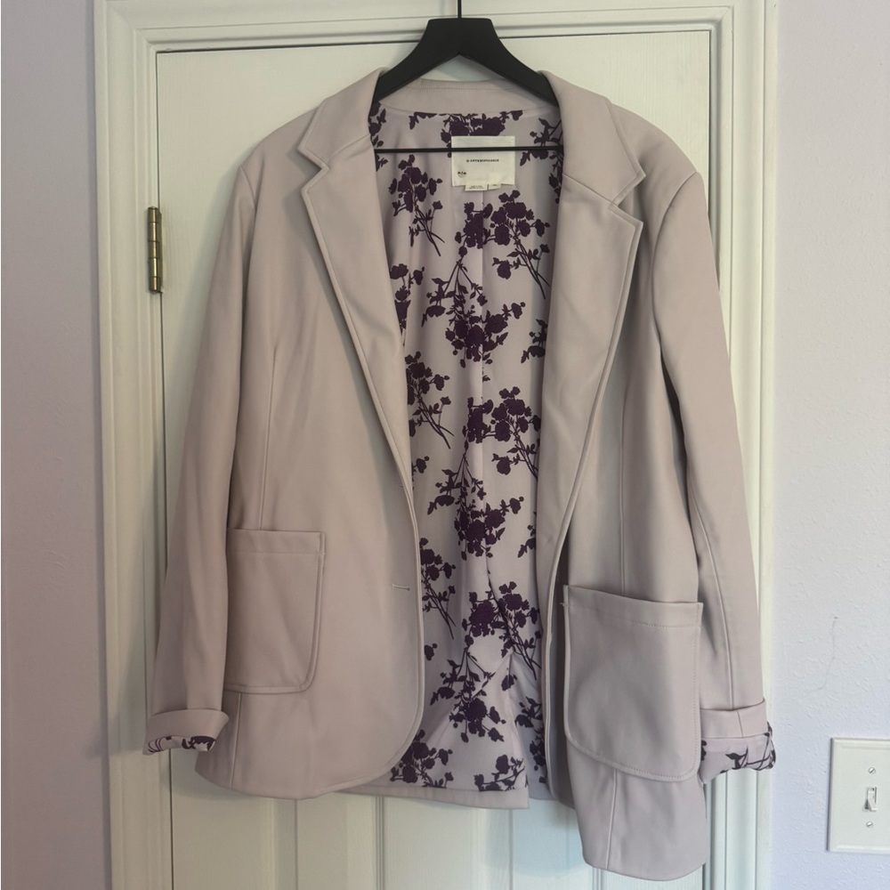 Anthropologie Purple Blazer with Floral Lining